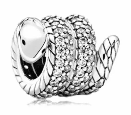 Genuine 925 Silver snake Charm for charm bracelet 