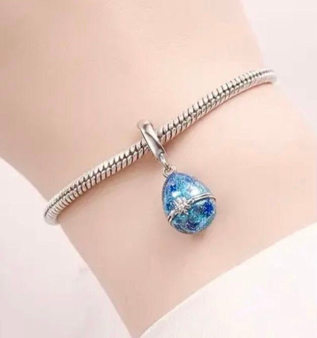 Genuine 925 Easter Egg charm for your bracelet comes in a cute velvet pouch