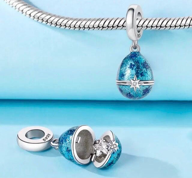 Genuine 925 Easter Egg charm for your bracelet comes in a cute velvet pouch