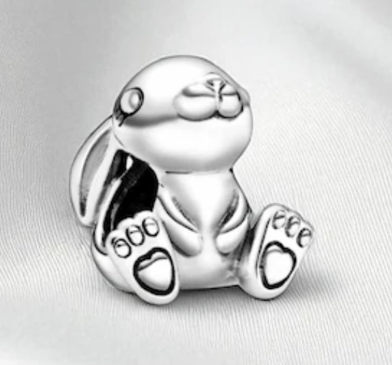 Rabbit Silver charm 925 for charm bracelet fits Pandora bracelet bunny charm 