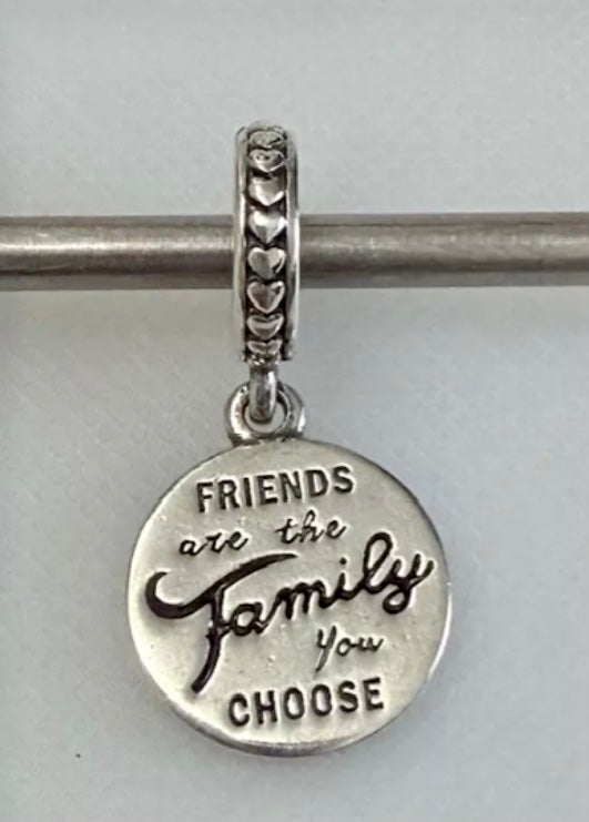 Friends are the family you choose silver 925 charm for bracelet 