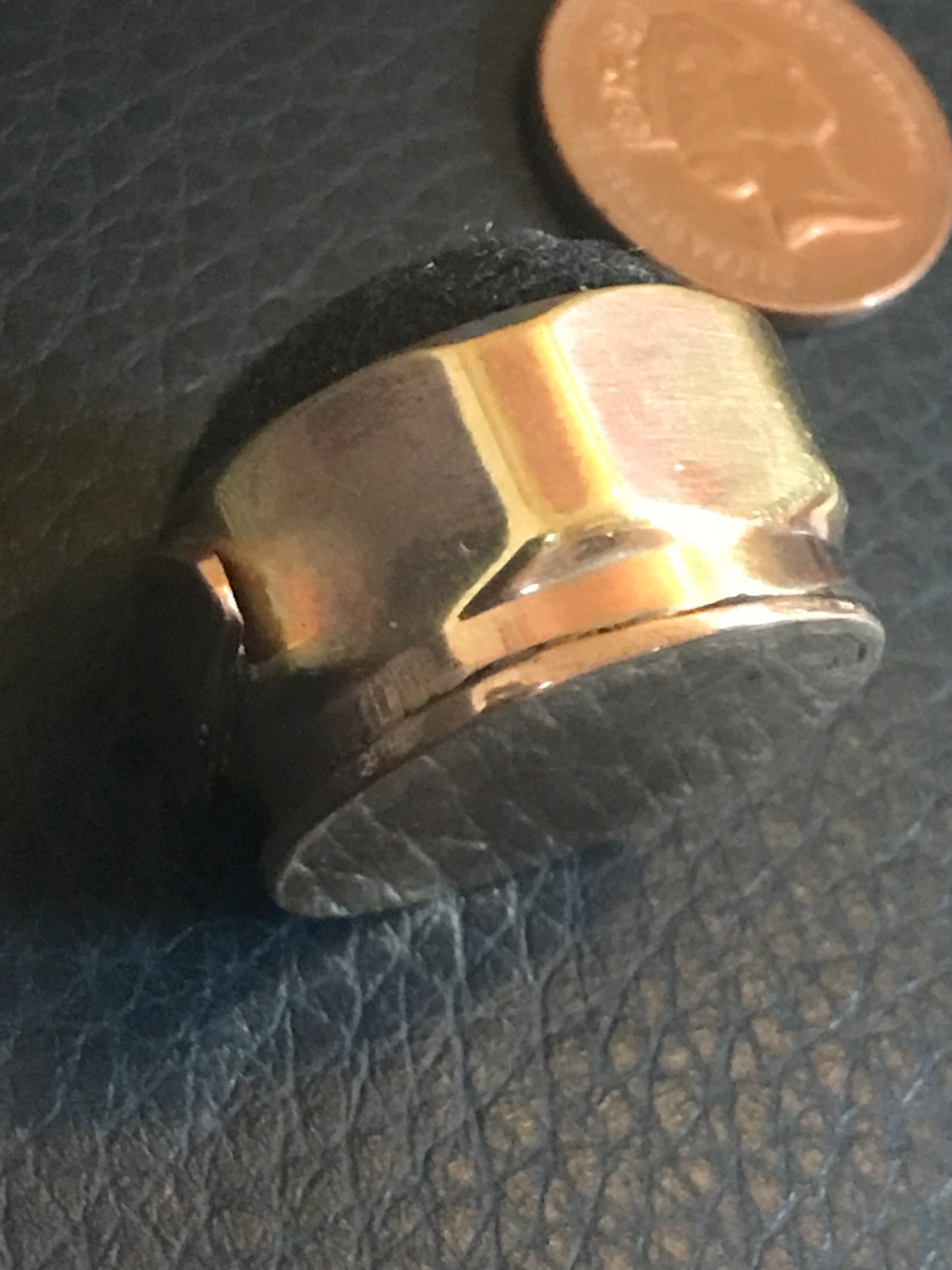 Trench Art WW2 mini pink cushion made from brass wheel nut