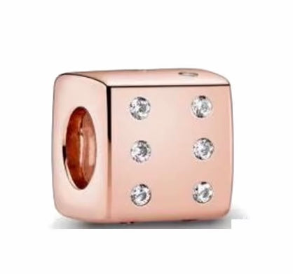 Genuine 925 Silver pink Dice charm for your bracelet comes in a cute velvet pouch