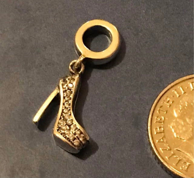 Genuine 925 Silver High Heel charm for your bracelet comes in a cute velvet pouch
