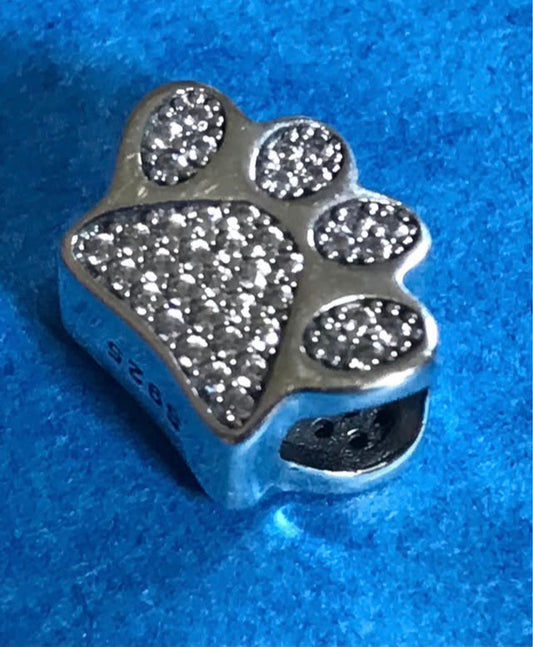 Genuine 925 Silver pet paw charm for charm bracelet 