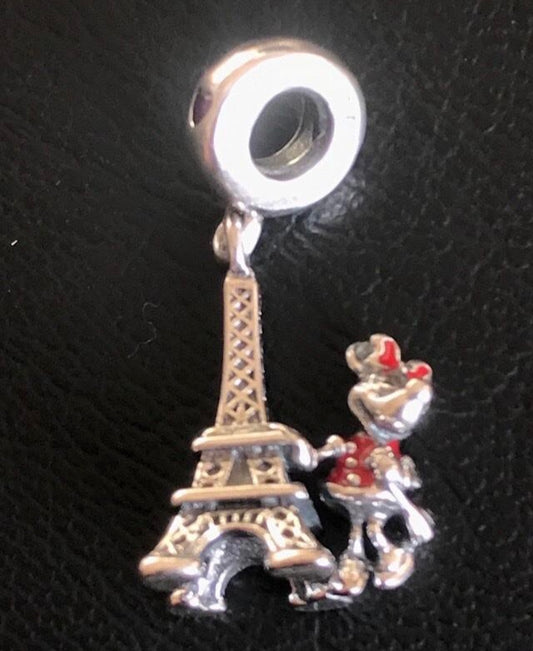 Minnie Mouse and Eiffel Tower 925 silver charm for your charm bracelet 