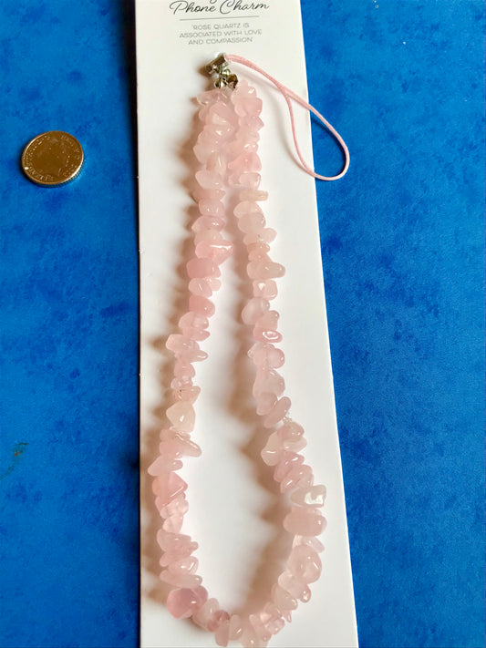 Crystal Pink Rose Quartz phone Charm