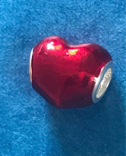 Silver 925 Red heart charm for charm bracelet fit Pandora bracelet 
