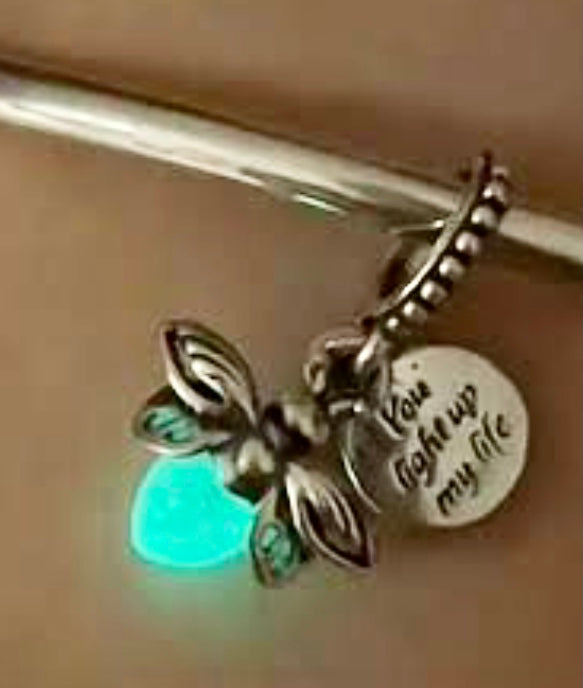 High Quality Glow worm Charm Hallmarked S925 Sterling Silver comes in a cute velvet pouch FREE Postage fast dispatch Fits: Popular European Charm Bracelets inscription of you light up my life 
(glows in the dark)