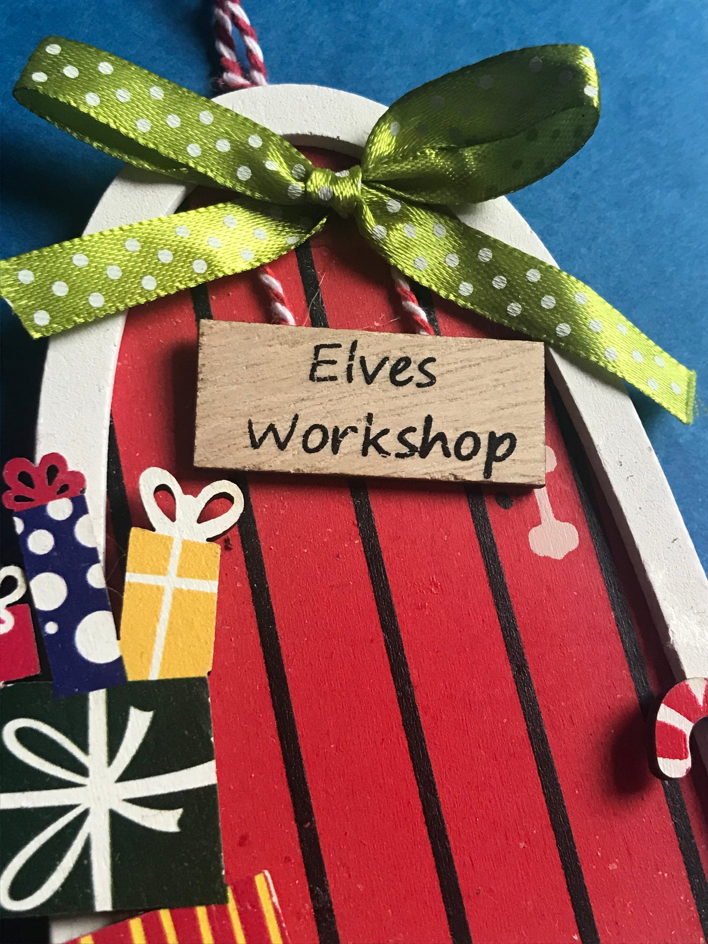 Elves Workshop Door Christmas decoration Handmade from wood tree ornament
