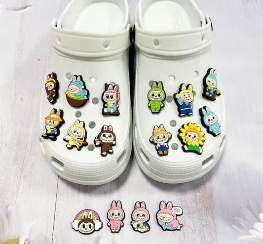 New Labubu charms for your shoes 18Pcs Cartoon Monsters Sneakers Crocs Cartoon Sandals Slipper Accessories Decration Buckle Girls Gifts crocs FREE UK delivery