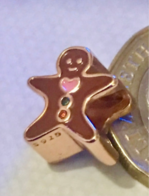 Genuine 925 Silver Gingerbread man Shrek charm for bracelet 