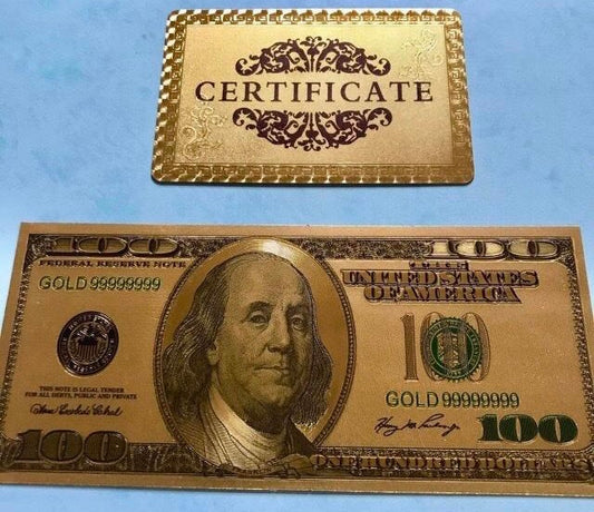 $100 gold foil note with certificate 