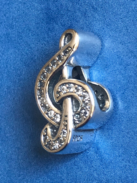 Music note charm 925 silver for charm bracelet fit Pandora 