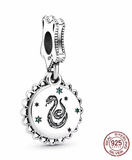 Genuine 925 Silver Slytherin house Harry Potter charm fits Pandora bracelet 