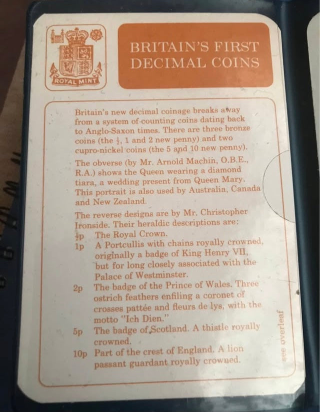 Decimal coins set first coins 
