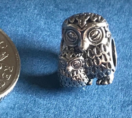 Silver Owl charm for charm bracelet 925 silver fits Pandora 