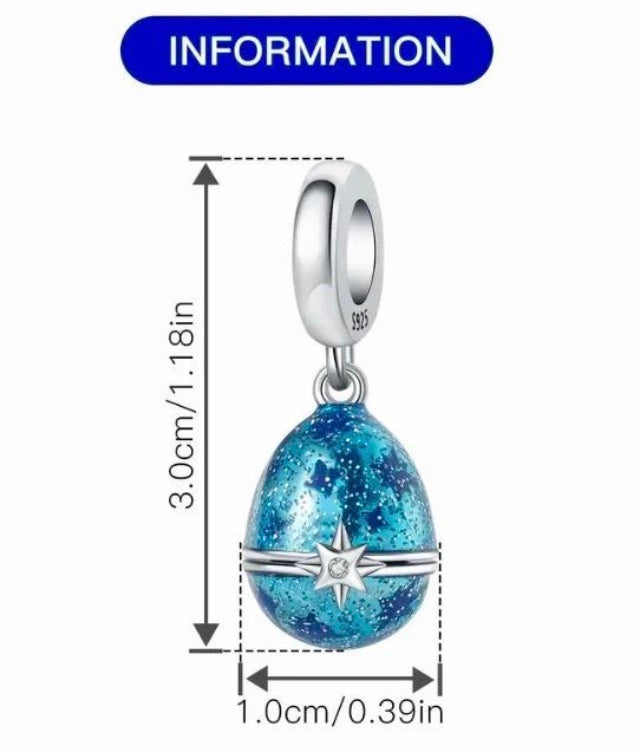 Genuine 925 Easter Egg charm for your bracelet comes in a cute velvet pouch