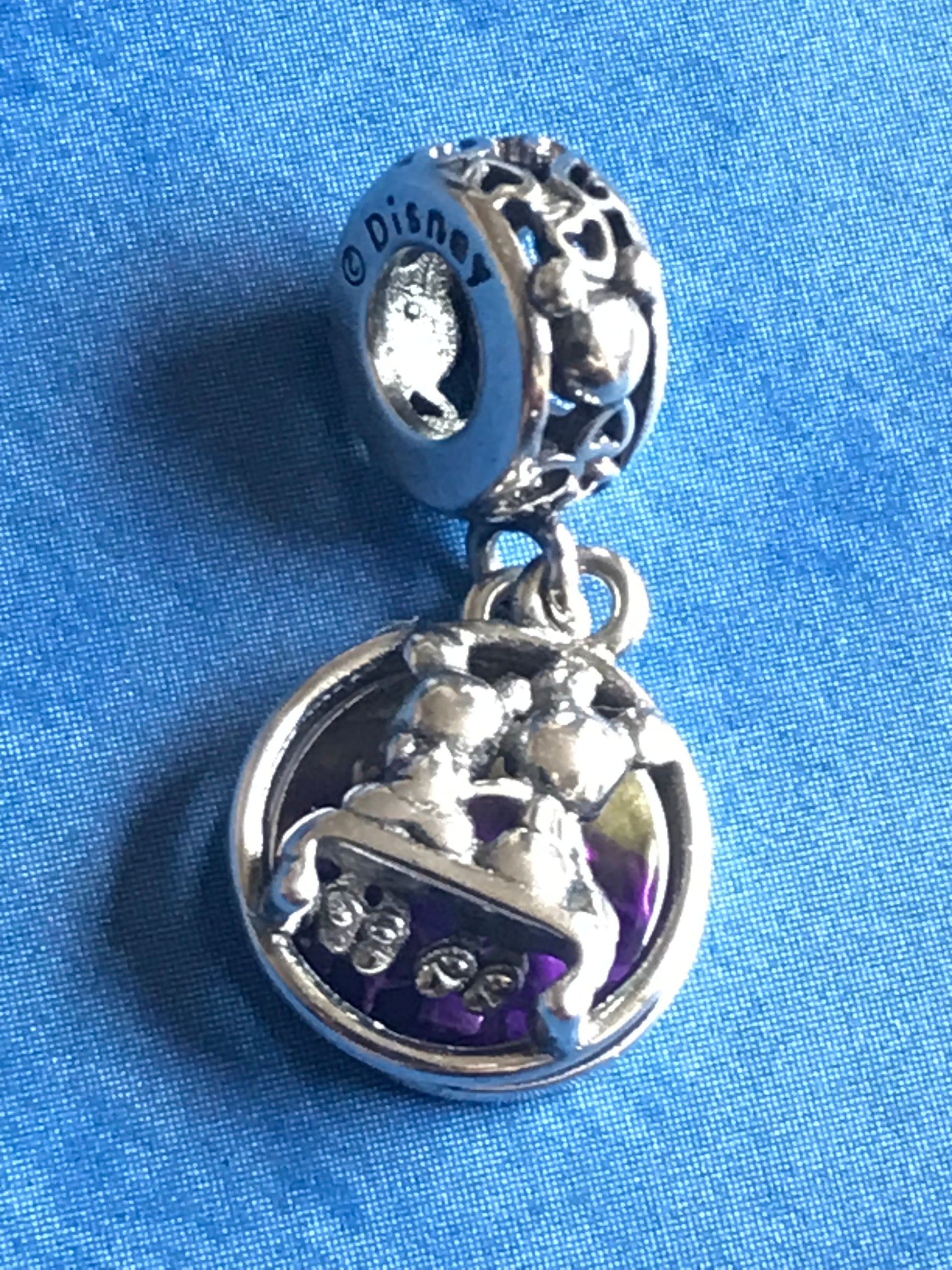 Mickey and Minnie Mouse silver charm for bracelet 