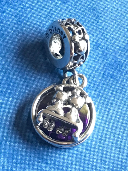 Mickey and Minnie Mouse silver charm for bracelet 