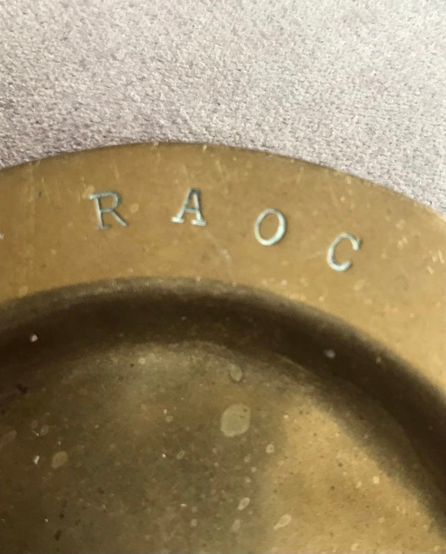 RAOC trench art ashtray brass