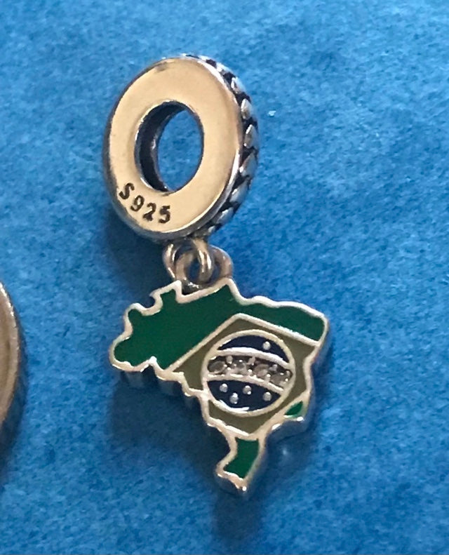 High Quality Brazil Brasilia Charm Hallmarked S925 Sterling Silver comes in a cute velvet pouch FREE Postage fast dispatch Fits: Popular European Charm Bracelets