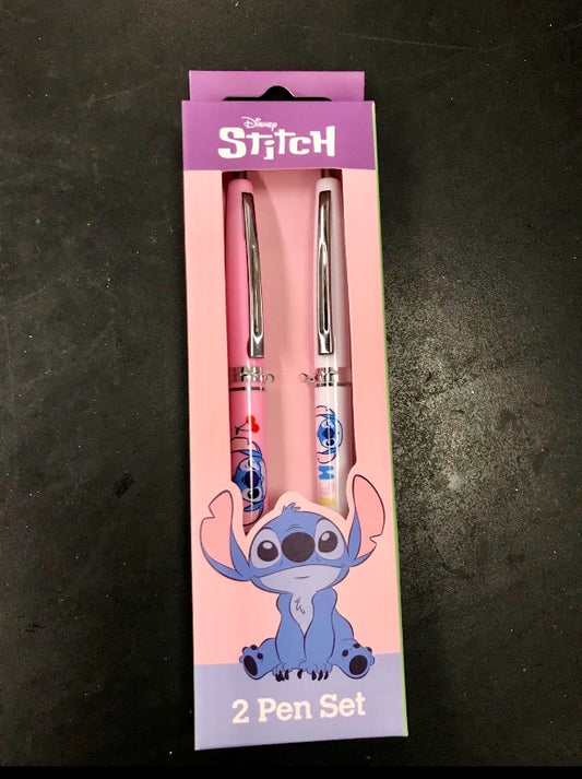 X2 Beautiful Lilo and Stitch ball point pens (black ink) Pink and white two pack movie film new