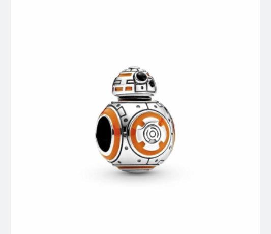 Genuine 925 Silver BB8 Star Wars charm for your bracelet comes in a cute velvet pouch