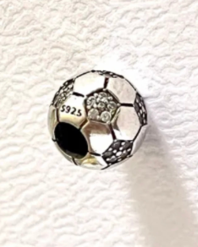 Silver football charm for bracelet 925 silver