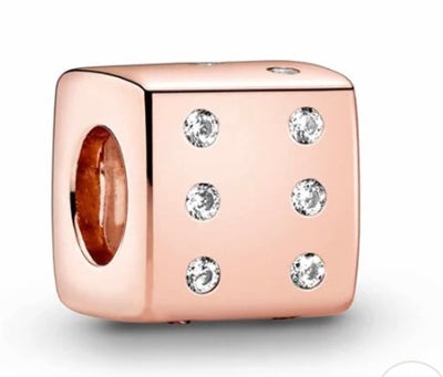 Genuine 925 Silver Dice charm for charm bracelet pink