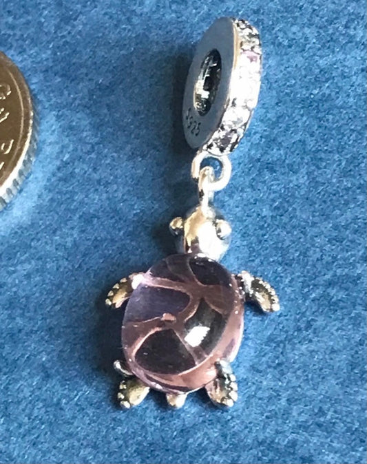 925 pink sea turtle charm for charm bracelet vacation 