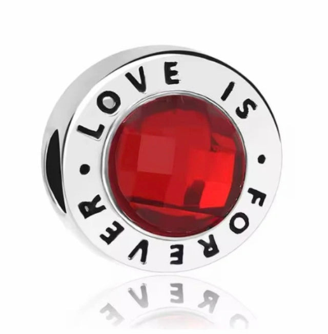925 Silver Love is forever charm red
