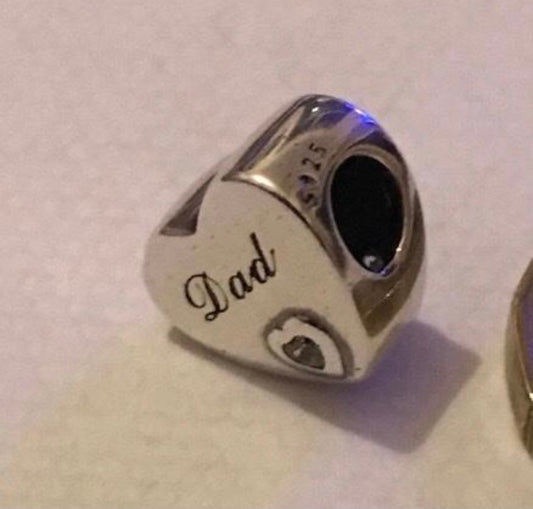 Genuine 925 Silver Dad charm comes in a cute velvet pouch for your bracelet