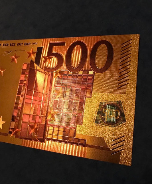 Gold foil €500 note and certificate 