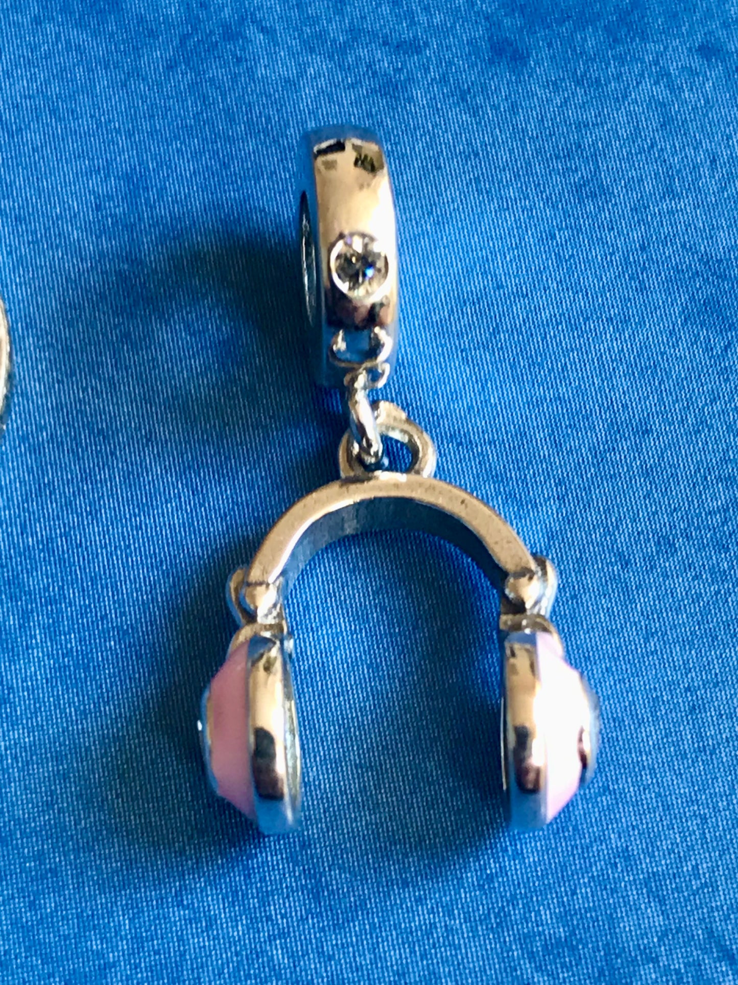 925 Silver headphone’s charm for bracelet pink 