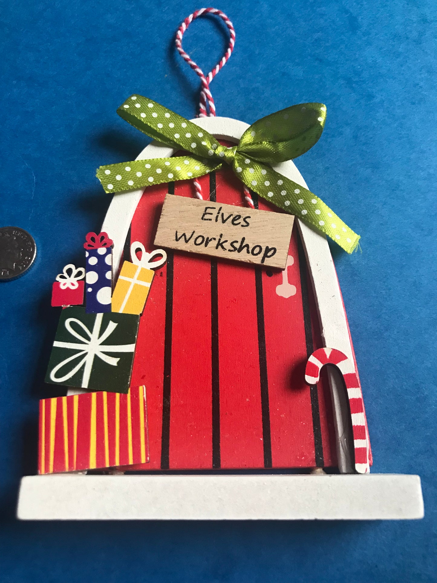 Elves Workshop Door Christmas decoration Handmade from wood tree ornament