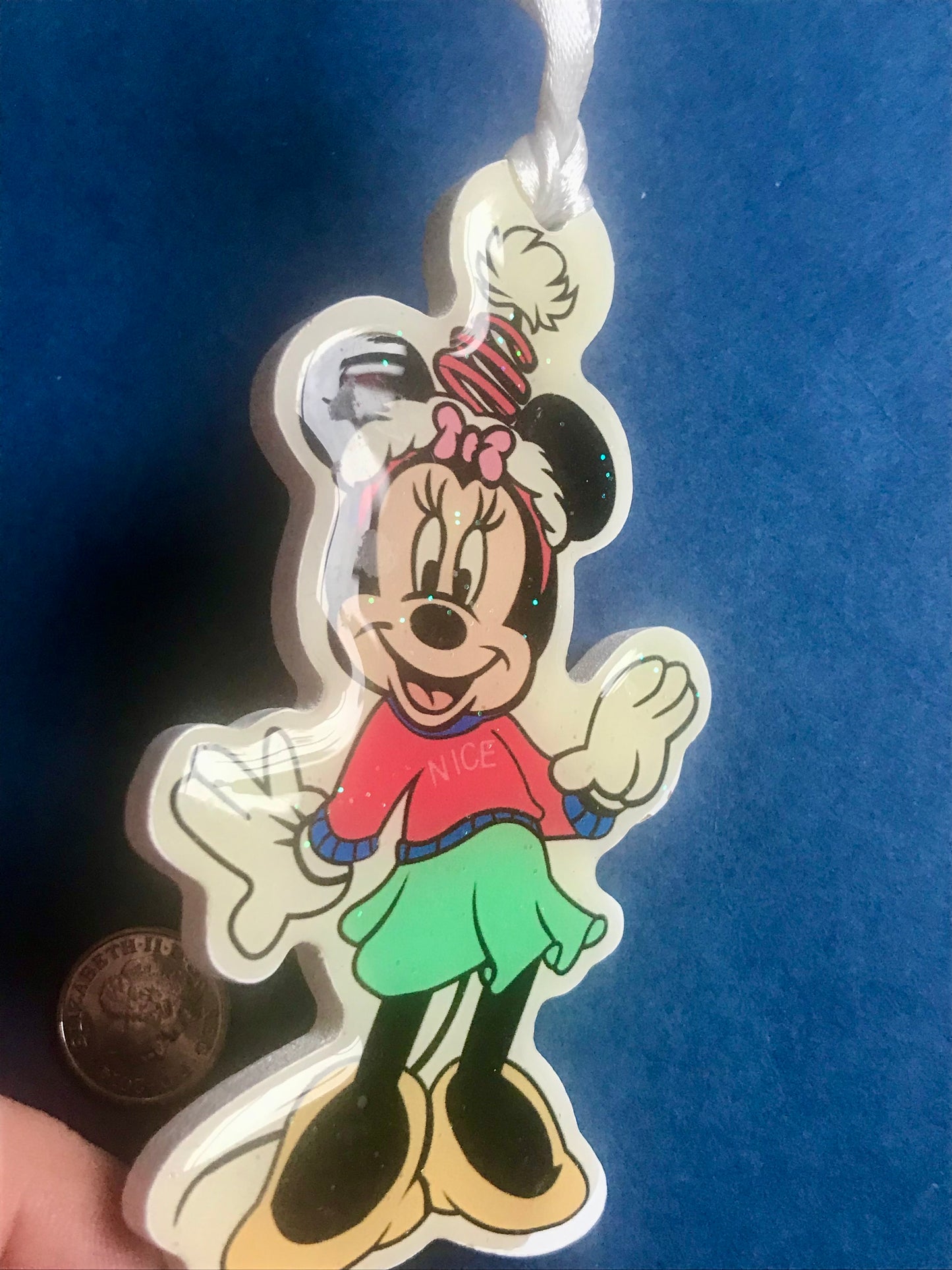 Minnie Mouse Christmas tree hanging ornament Wood holiday