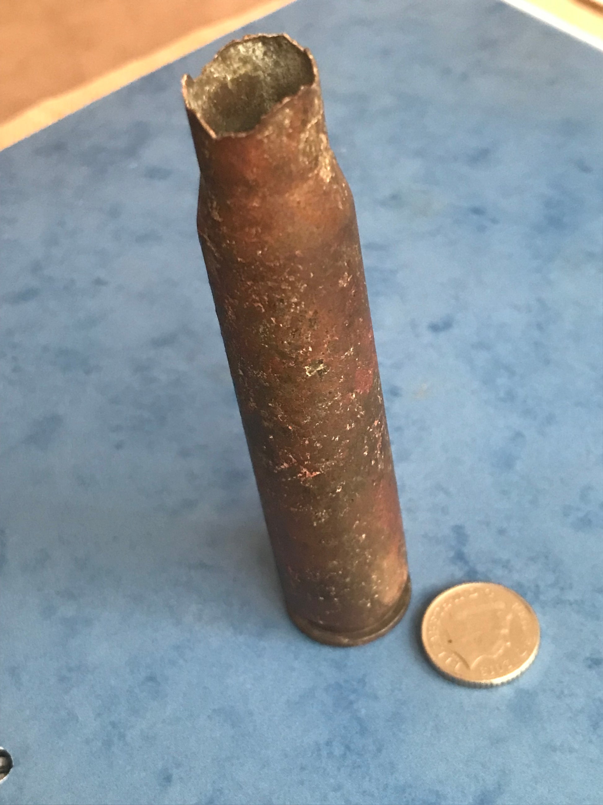 Shell from a heavy machine gun used during ww2