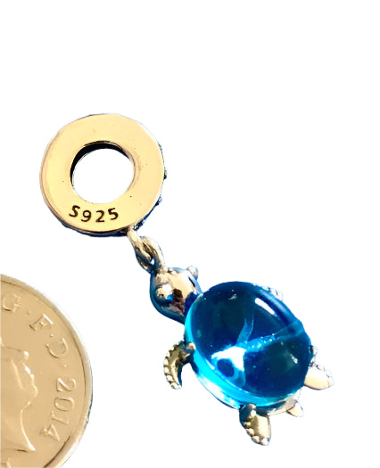 Silver 925 blue sea turtle charm for charm bracelet 