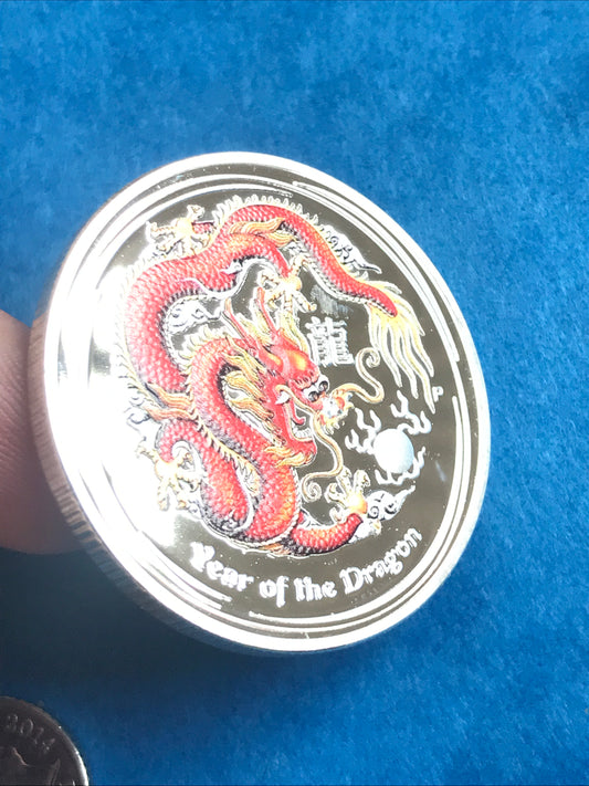 Dragon silver coin Chinese New Year 