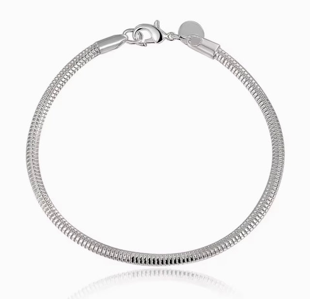 Silver bracelet on a white background