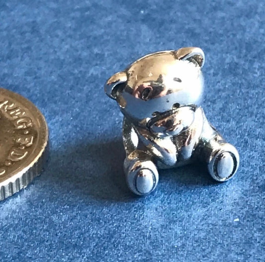 Silver charm of a teddy bear made from 925 silver fit Pandora charm bracelet 