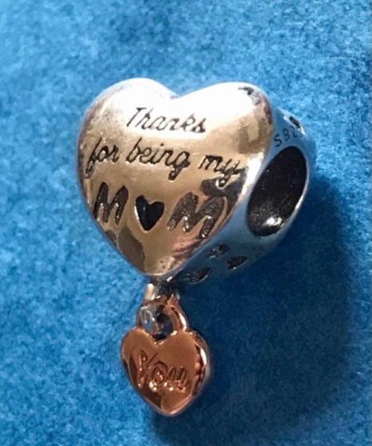 Thanks for being my mum charm for charm bracelet silver 925