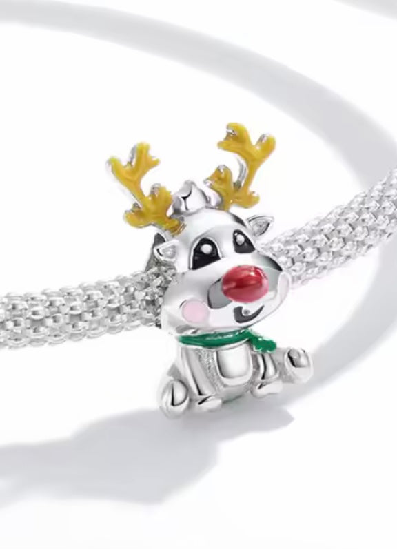 High Quality Reindeer Christmas Charm Hallmarked S925 Sterling Silver comes in a cute velvet pouch FREE Postage fast dispatch Fits: Popular European Charm Bracelets Christmas