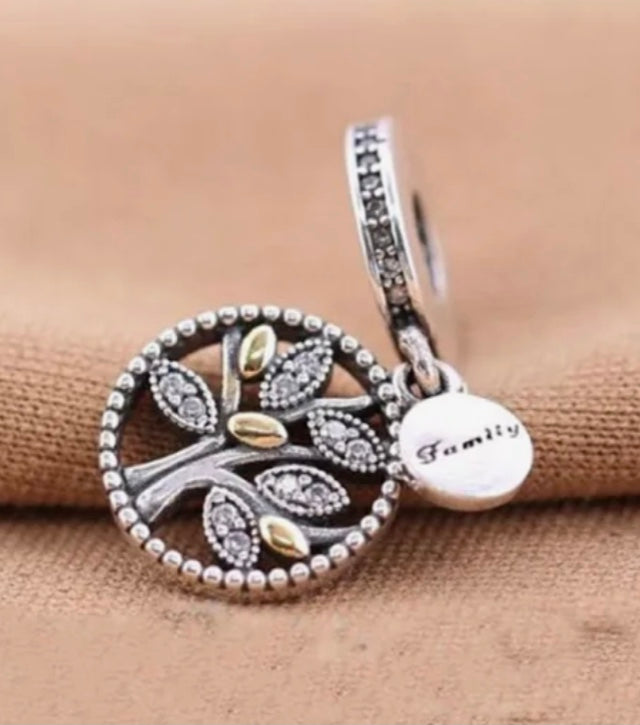 Genuine 925 Silver family tree charm for bracelet 