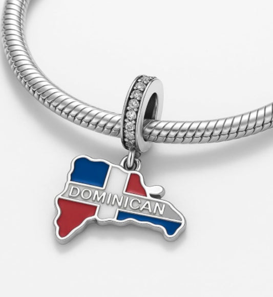 Dominican Republic Silver charm 925 Silver for charm bracelet 