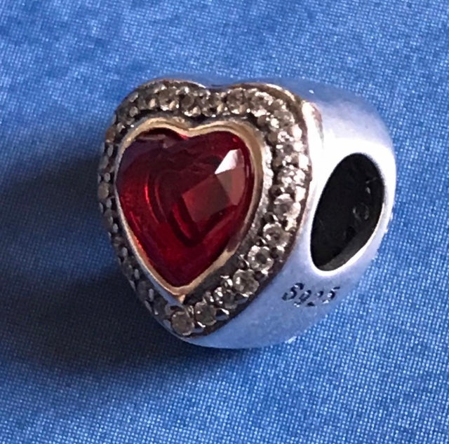 Red heart charm 925 silver for Pandora bracelet 