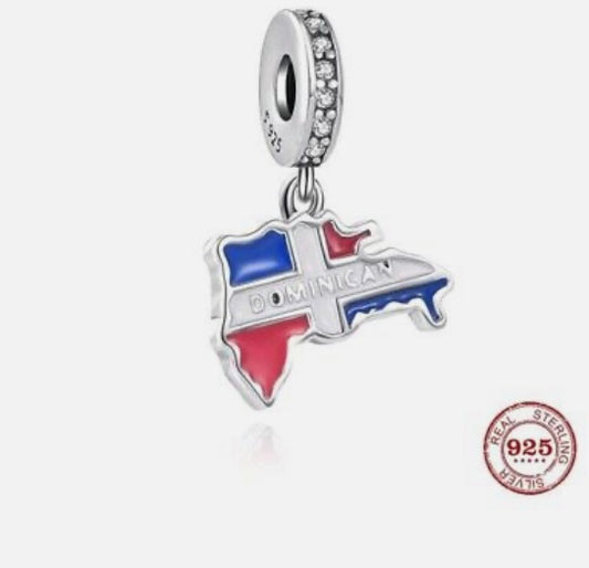 925 Silver charm for bracelet Dominican Republic