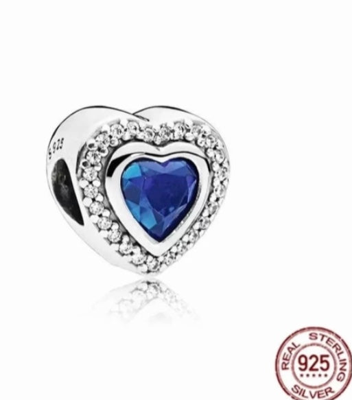 Titanic blue heart charm 925 silver for charm bracelet 